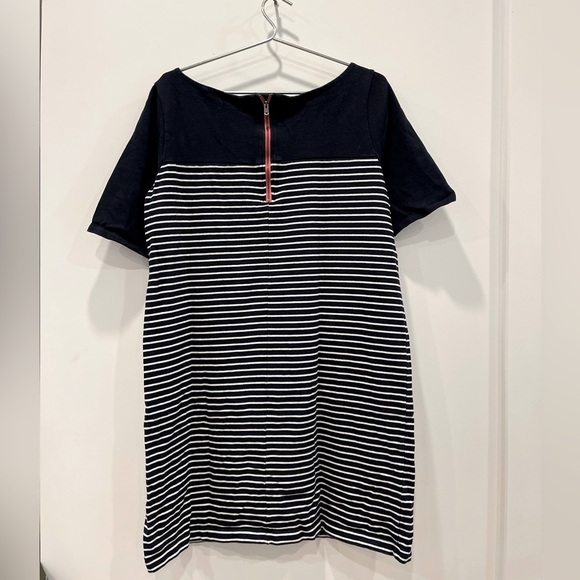 Navy Striped GAP Woman Midi Short Sleeve Sweater Dress Dress - size L - Picture 4 of 5